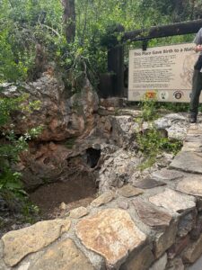 The entrance of Wind Cave is a small opening. Tour guides accompany all visitors as the complex passage have found many needing rescue in past years.